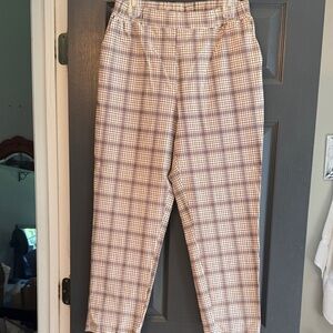 LuLaRoe Plaid Lena Trousers in Beige and Brown
